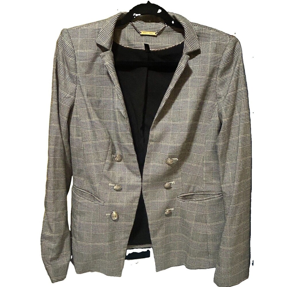 White House Black Market Houndstooth Plaid Blazer Jacket Size 6 Career Office
